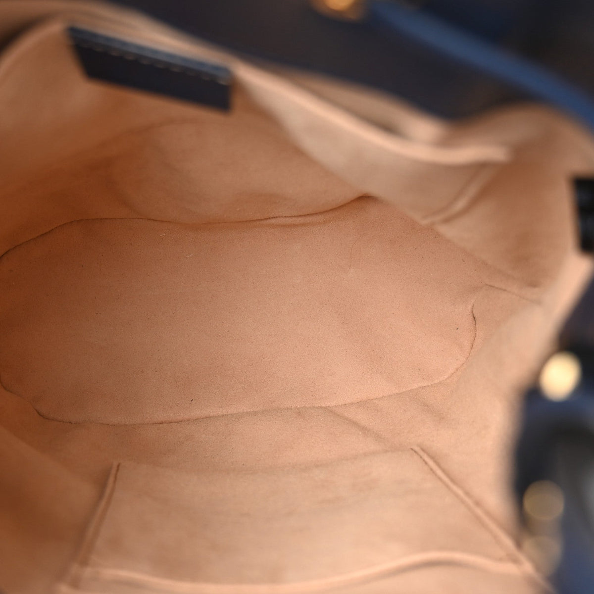 Glazed Textured Calfskin Web Small Ophidia Bucket Bag Blue Agata
