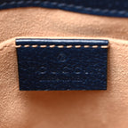 Glazed Textured Calfskin Web Small Ophidia Bucket Bag Blue Agata