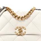 Goatskin Quilted Medium Chanel 19 Flap White