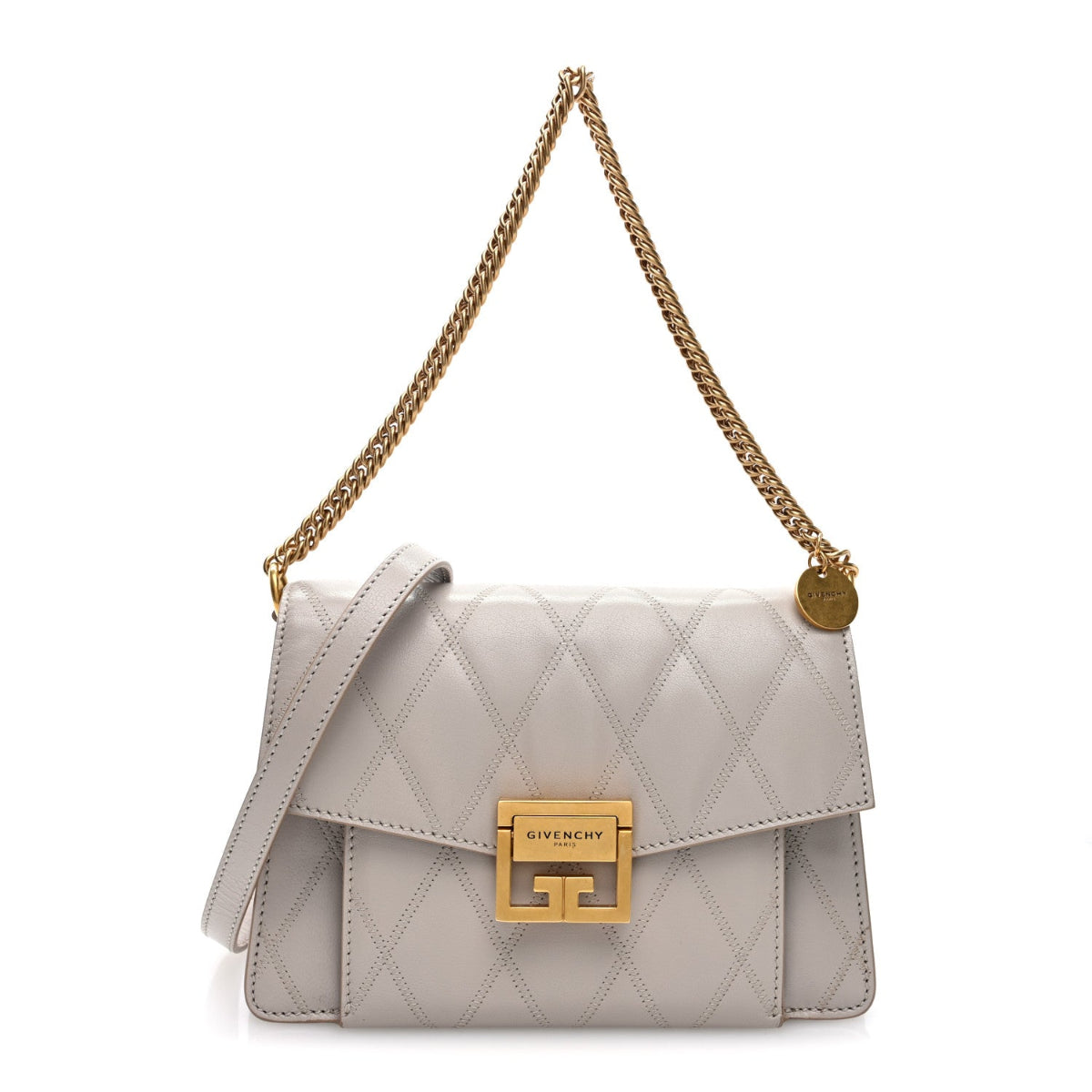 Goatskin Quilted Medium GV3 Shoulder Bag Beige