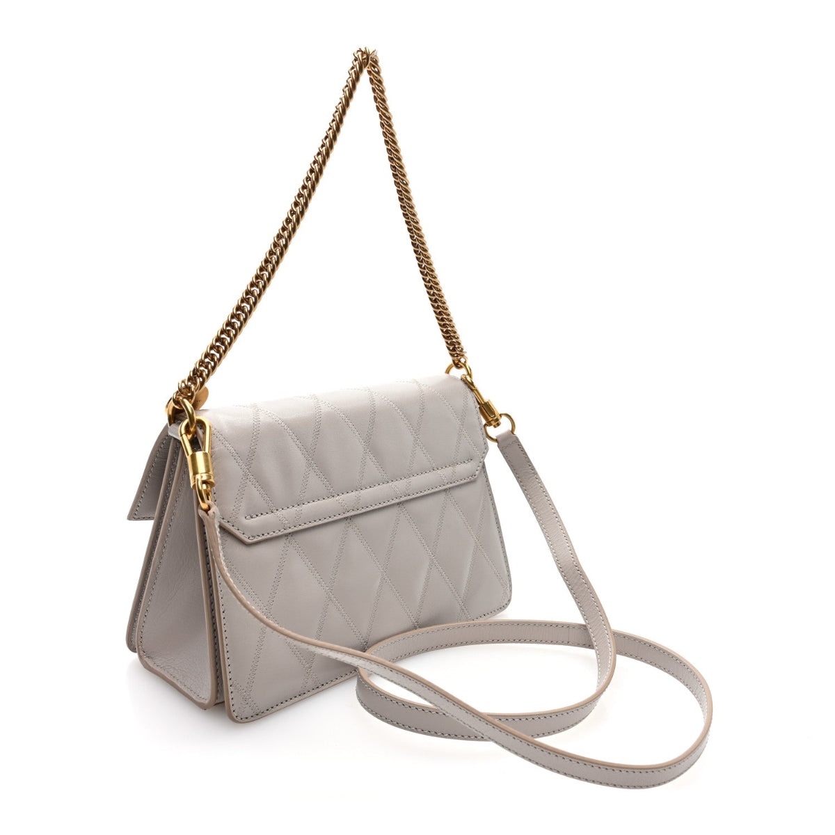 Goatskin Quilted Medium GV3 Shoulder Bag Beige