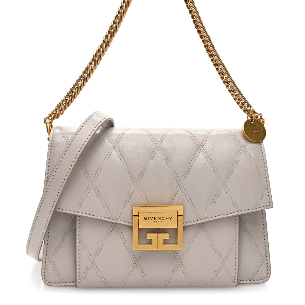 Goatskin Quilted Medium GV3 Shoulder Bag Beige