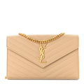 Grain De Poudre Matelasse Chevron Monogram Chain Wallet Nude Powder