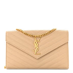 Grain De Poudre Matelasse Chevron Monogram Chain Wallet Nude Powder