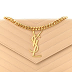 Grain De Poudre Matelasse Chevron Monogram Chain Wallet Nude Powder