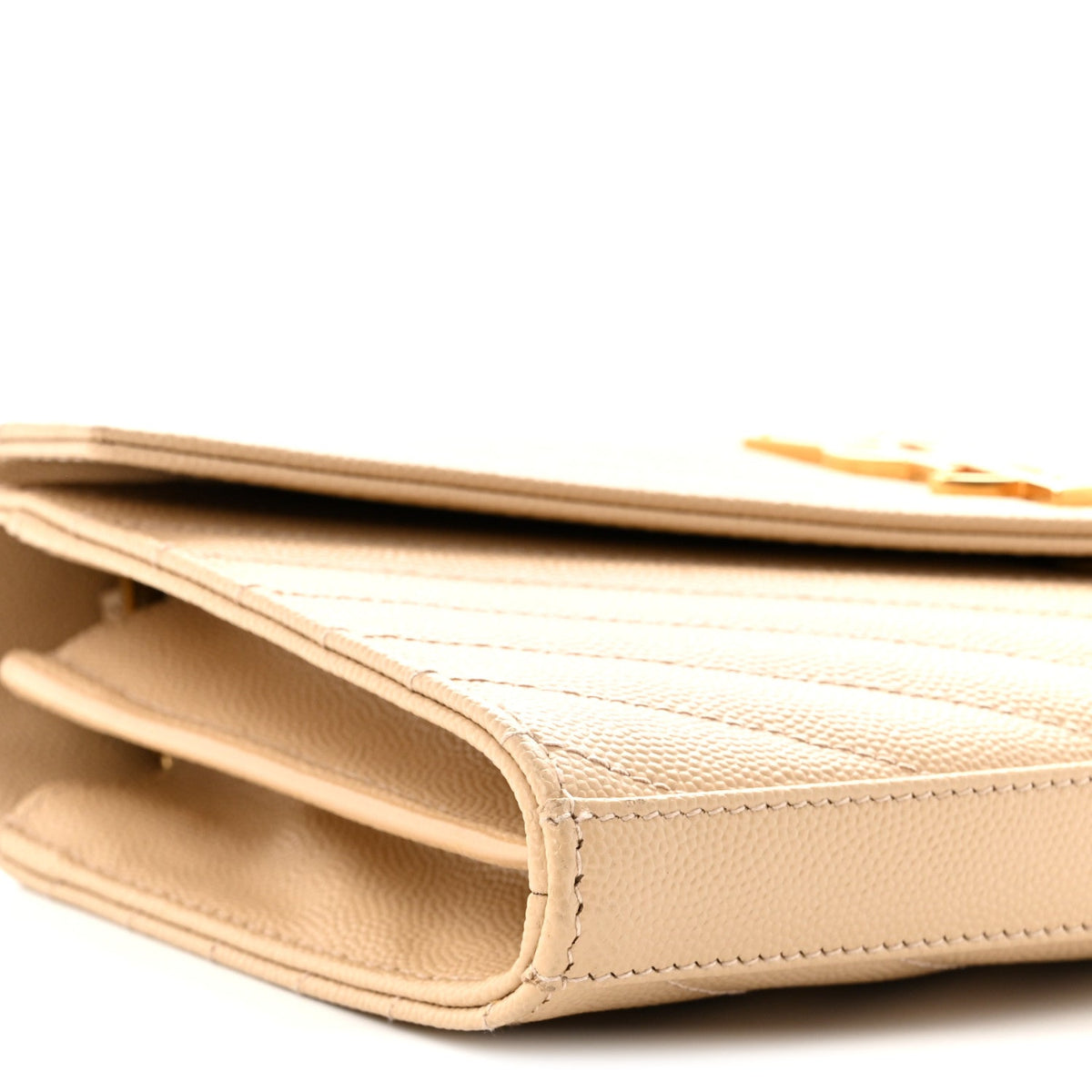 Grain De Poudre Matelasse Chevron Monogram Chain Wallet Nude Powder
