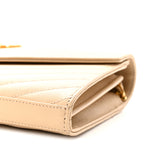 Grain De Poudre Matelasse Chevron Monogram Chain Wallet Nude Powder