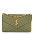 Grain De Poudre Matelasse Chevron Monogram Chain Wallet Pistachio