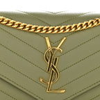 Grain De Poudre Matelasse Chevron Monogram Chain Wallet Pistachio
