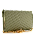 Grain De Poudre Matelasse Chevron Monogram Chain Wallet Pistachio