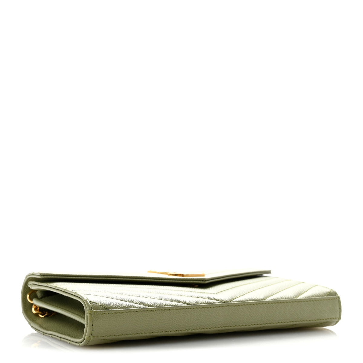 Grain De Poudre Matelasse Chevron Monogram Chain Wallet Pistachio