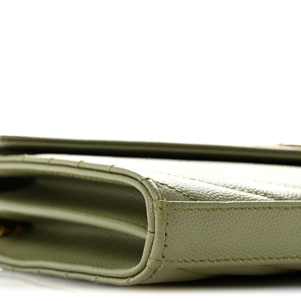 Grain De Poudre Matelasse Chevron Monogram Chain Wallet Pistachio