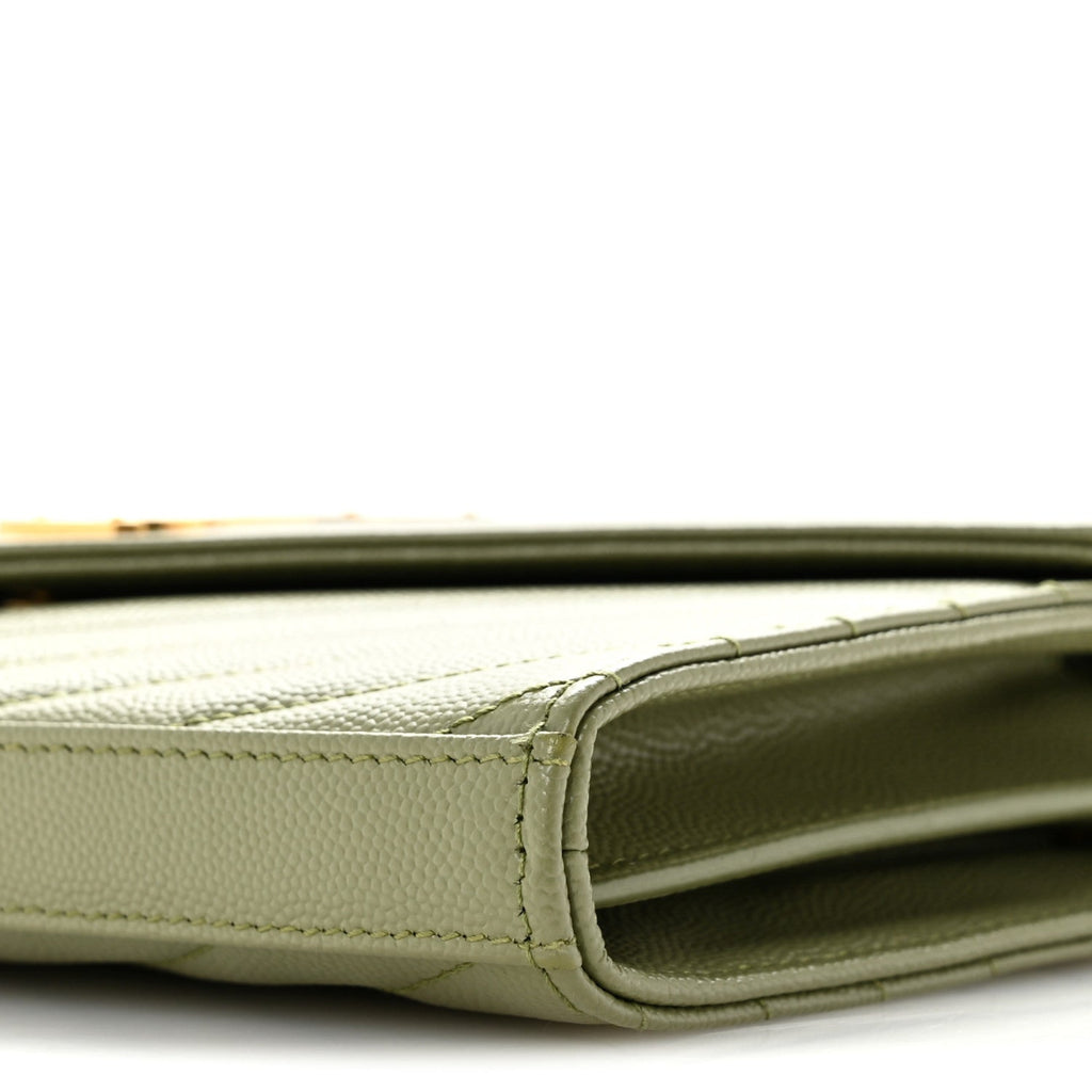 Grain De Poudre Matelasse Chevron Monogram Chain Wallet Pistachio