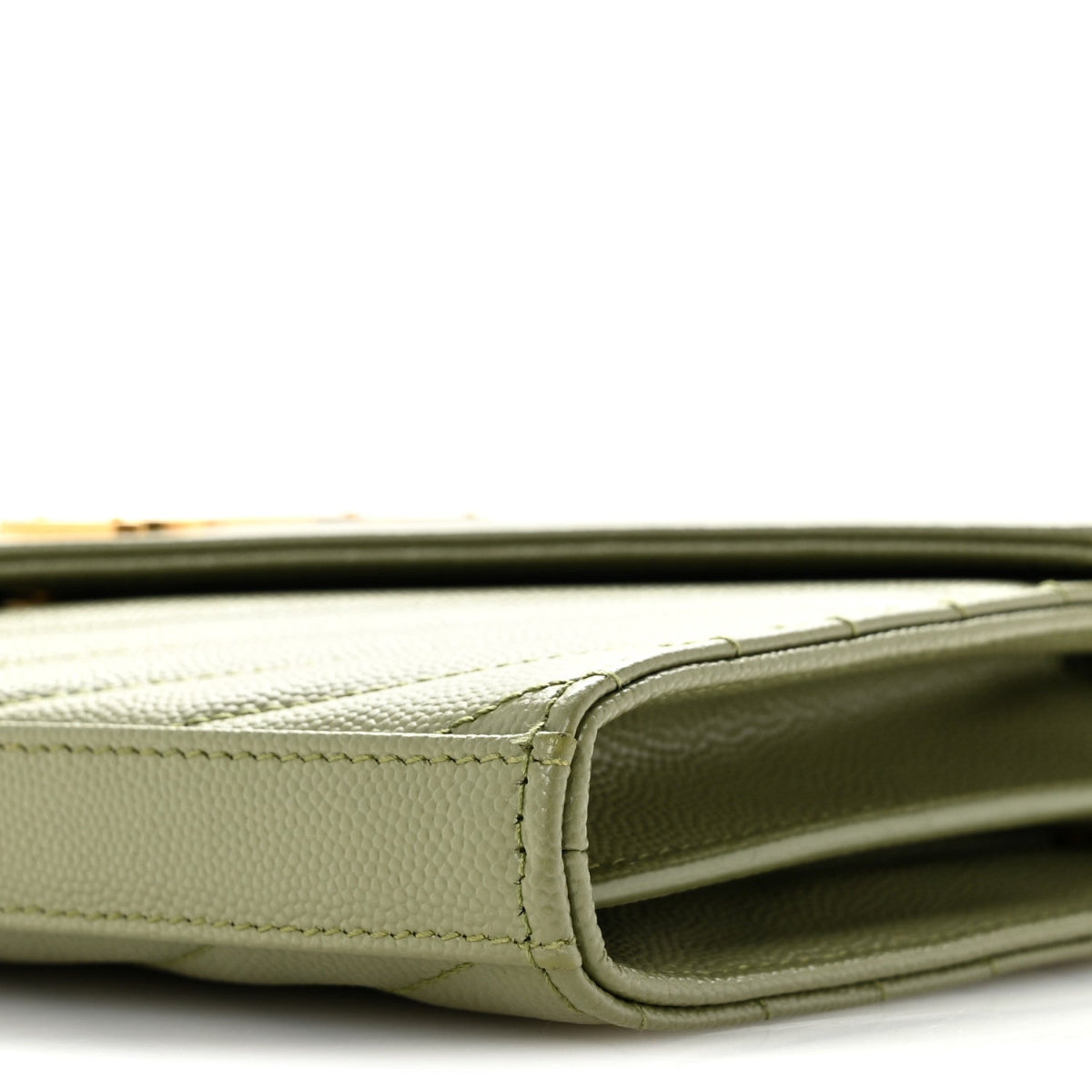 Grain De Poudre Matelasse Chevron Monogram Chain Wallet Pistachio