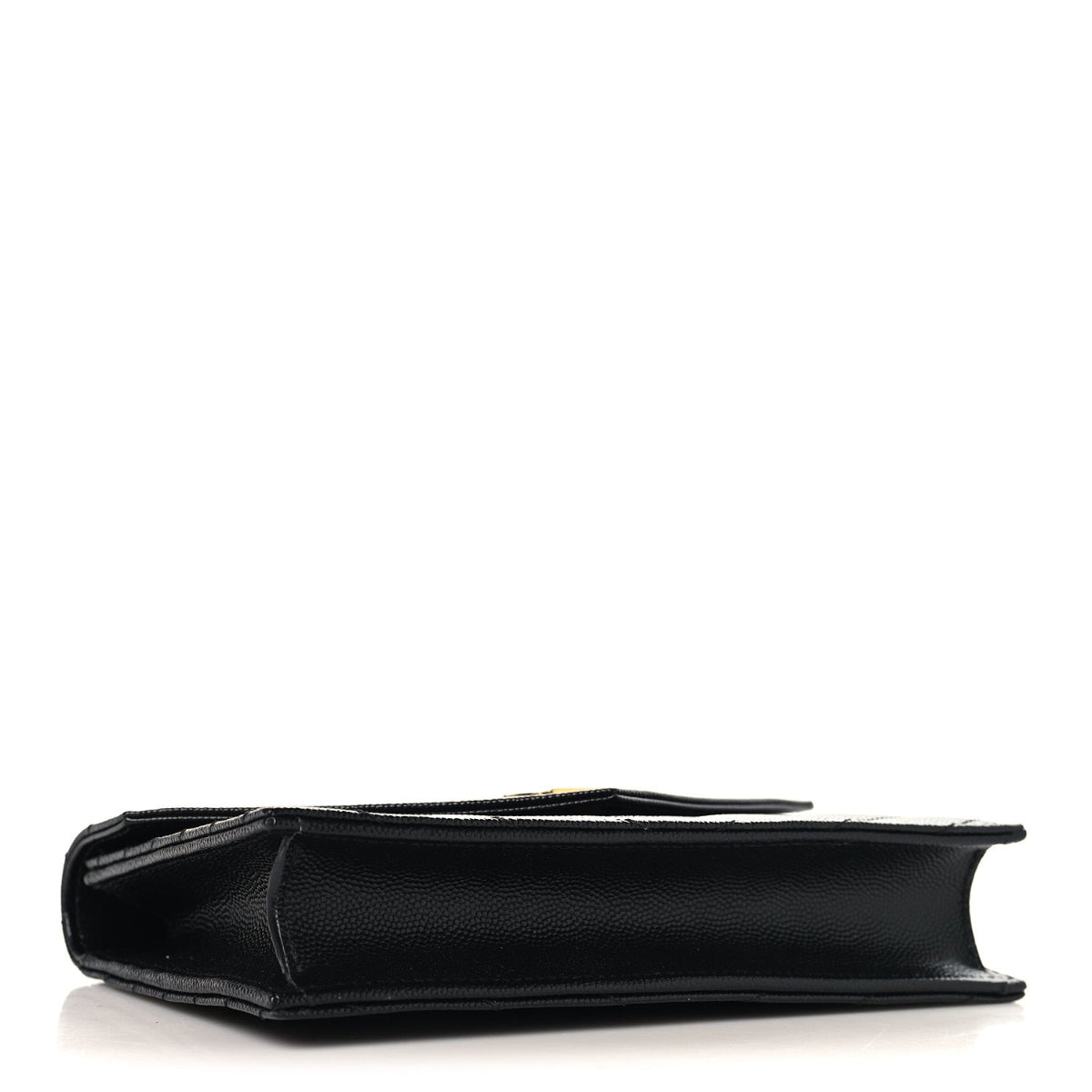 Grain De Poudre Matelasse Chevron Monogram Envelope Chain Wallet Black