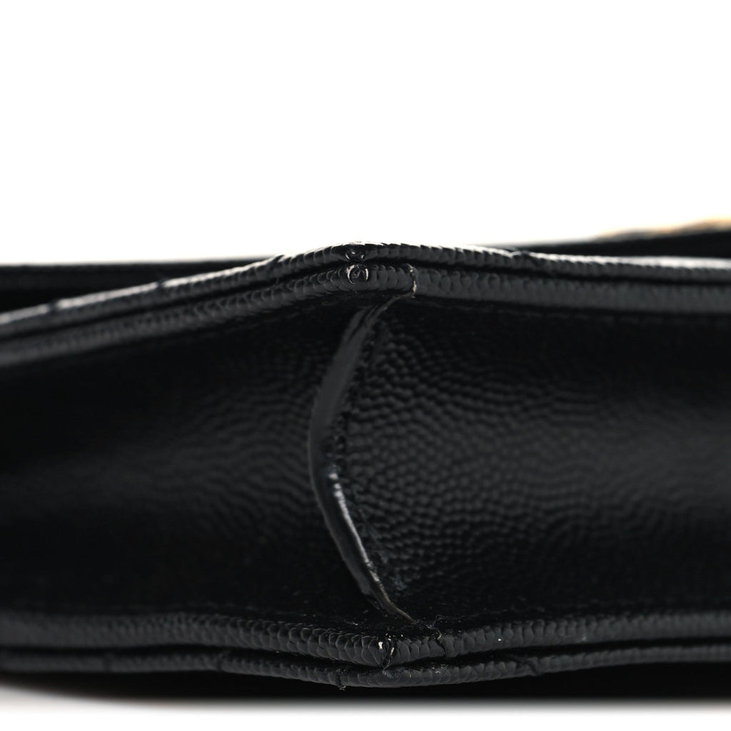 Grain De Poudre Matelasse Chevron Monogram Envelope Chain Wallet Black