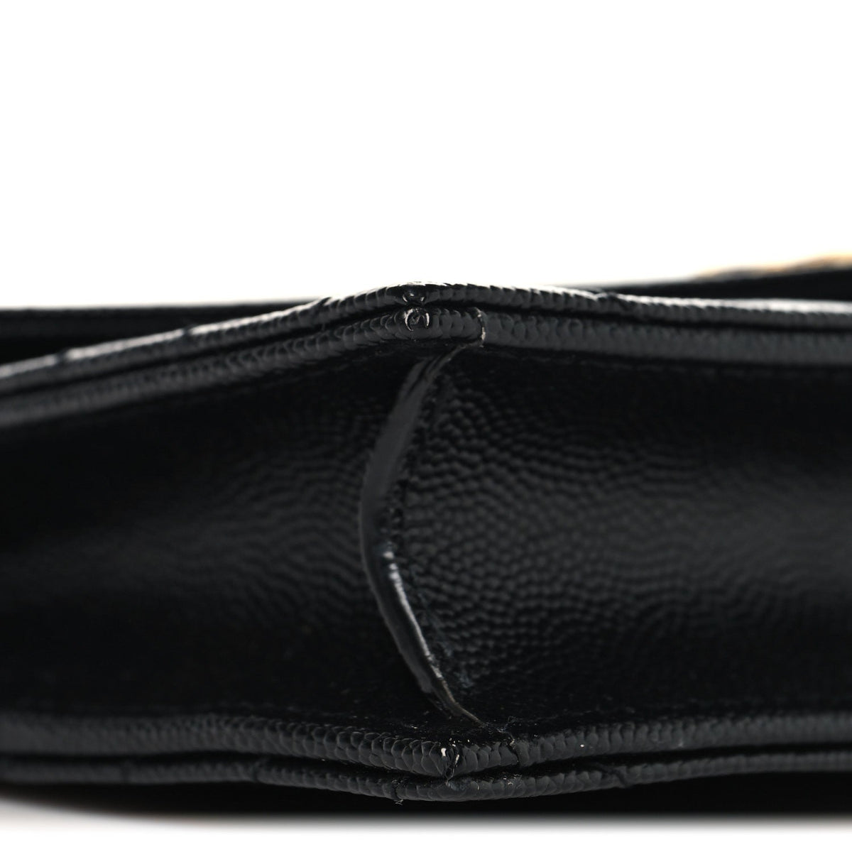 Grain De Poudre Matelasse Chevron Monogram Envelope Chain Wallet Black