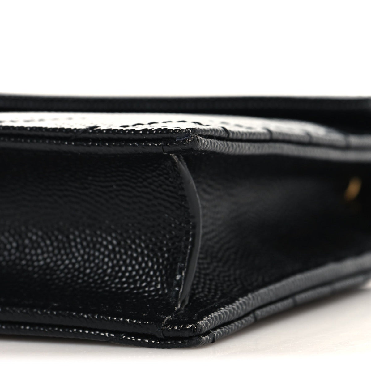 Grain De Poudre Matelasse Chevron Monogram Envelope Chain Wallet Black
