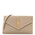 Grain De Poudre Matelasse Chevron Monogram Envelope Chain Wallet Dark Beige