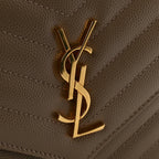Grain De Poudre Matelasse Chevron Monogram Envelope Chain Wallet Dark Beige