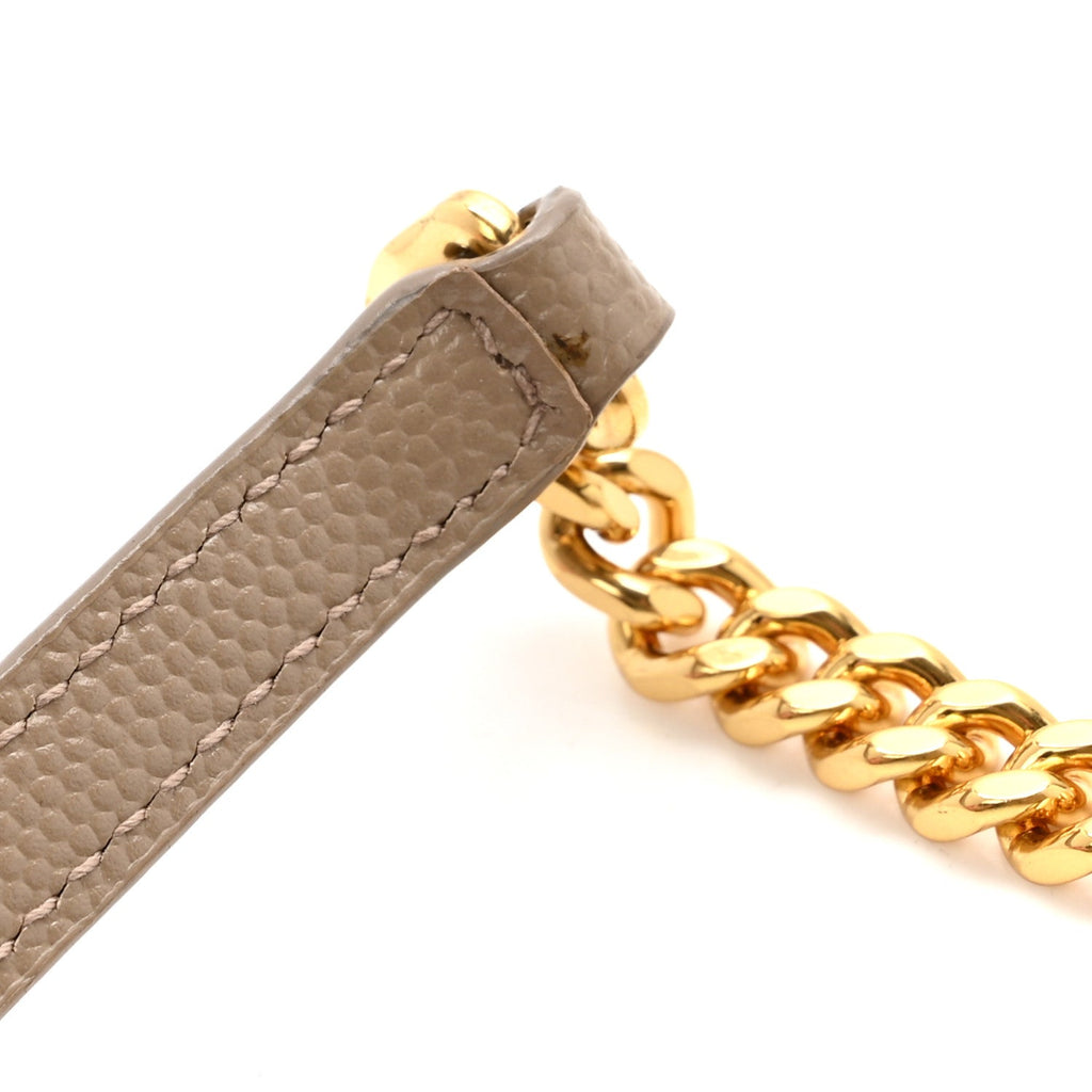 Grain De Poudre Matelasse Chevron Monogram Envelope Chain Wallet Dark Beige