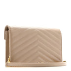 Grain De Poudre Matelasse Chevron Monogram Envelope Chain Wallet Dark Beige