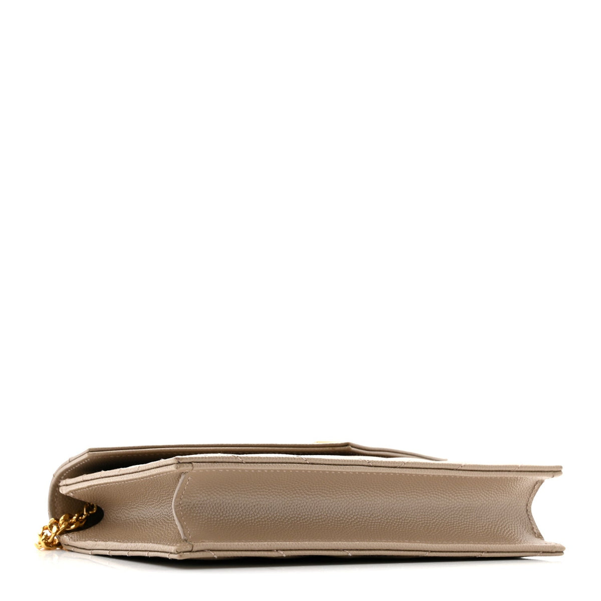 Grain De Poudre Matelasse Chevron Monogram Envelope Chain Wallet Dark Beige
