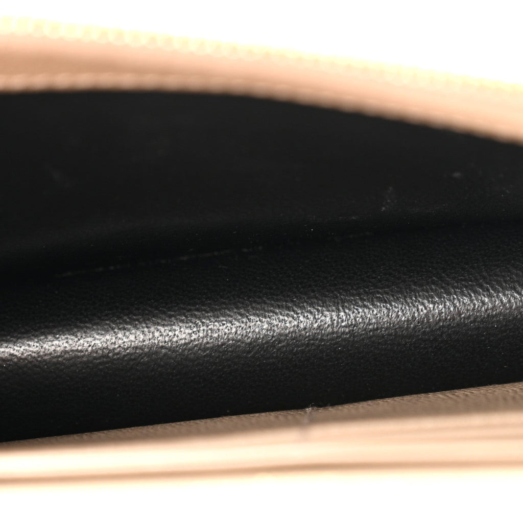 Grain De Poudre Matelasse Chevron Monogram Envelope Chain Wallet Dark Beige