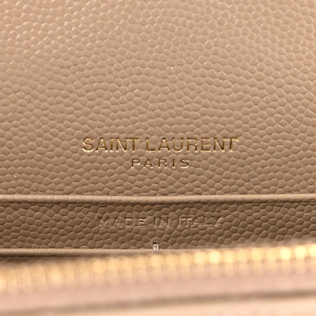 Grain De Poudre Matelasse Chevron Monogram Envelope Chain Wallet Dark Beige