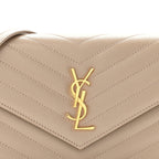 Grain De Poudre Matelasse Chevron Monogram Envelope Chain Wallet Dark Beige