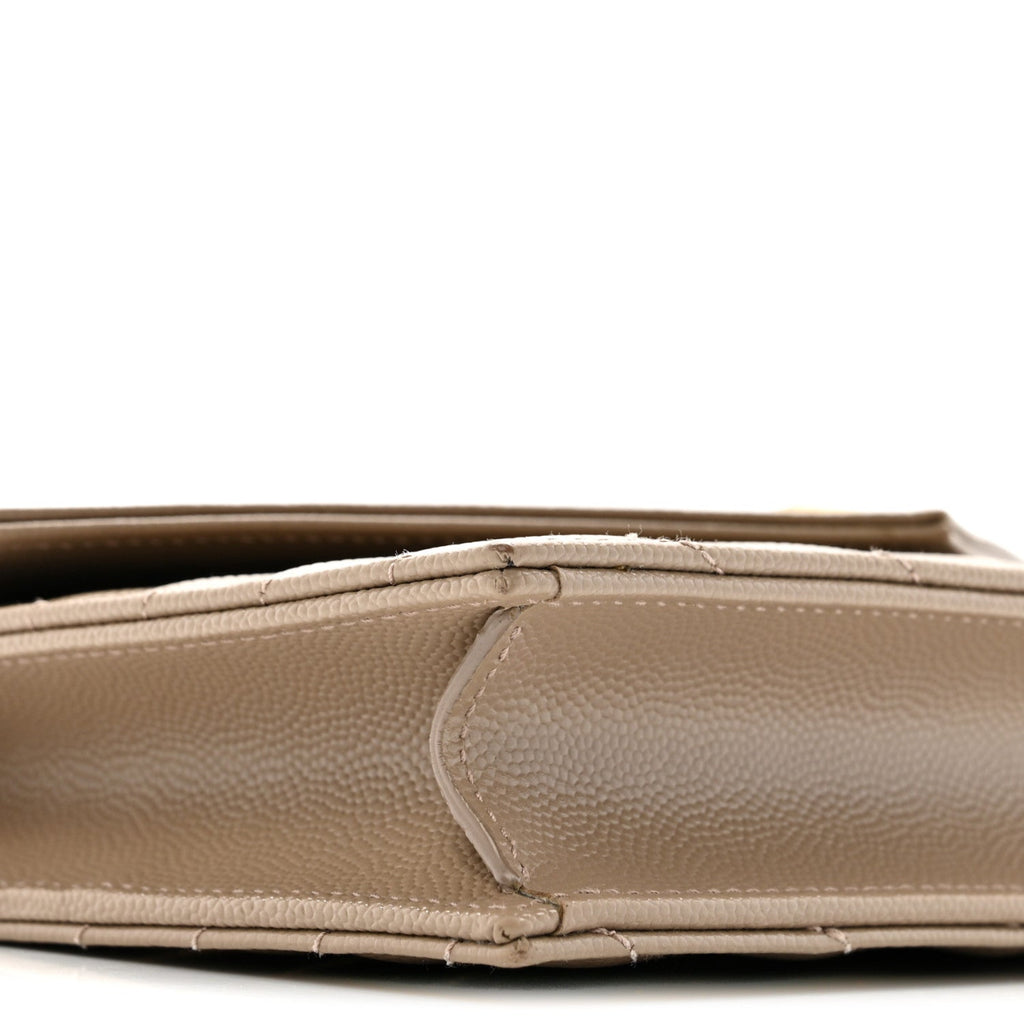 Grain De Poudre Matelasse Chevron Monogram Envelope Chain Wallet Dark Beige