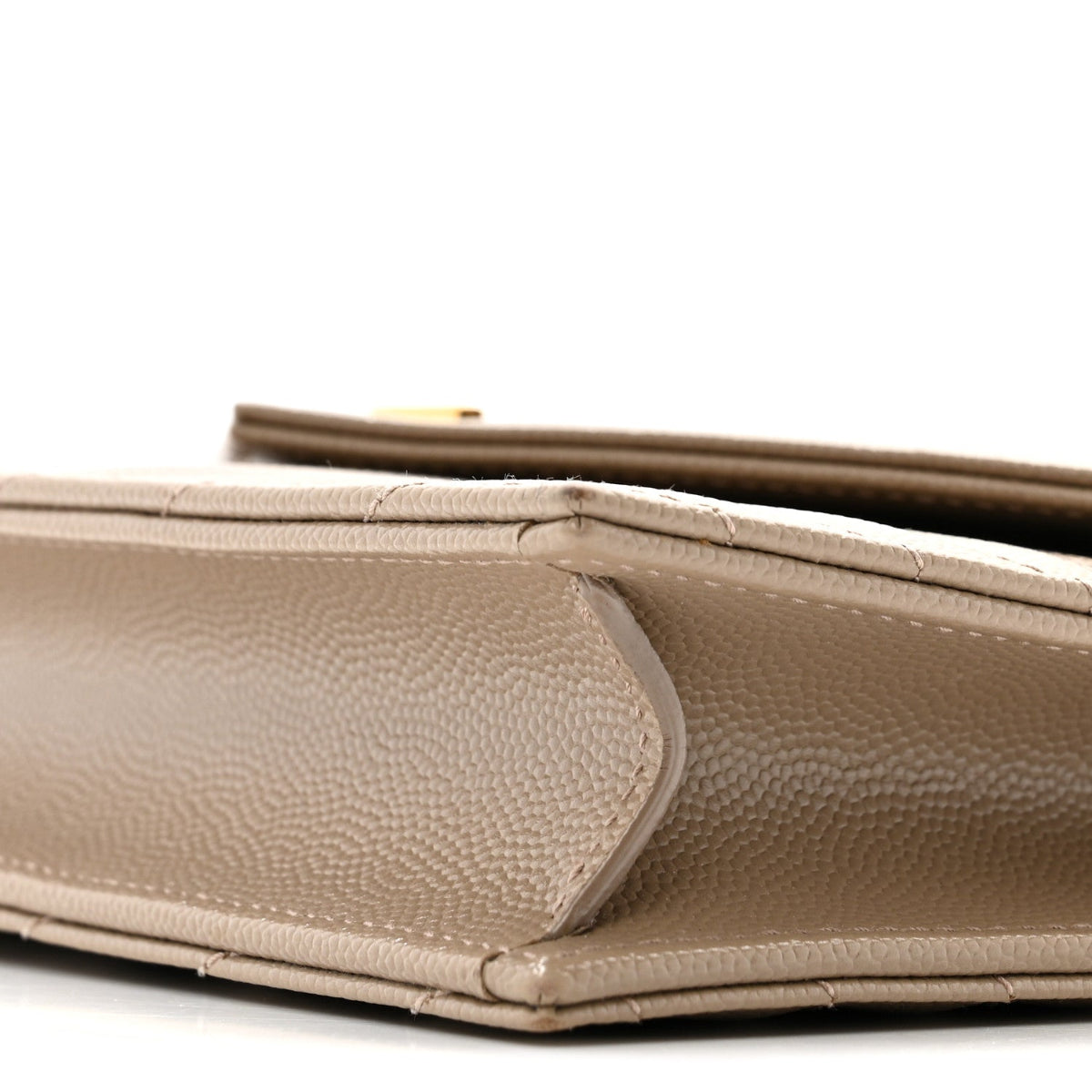 Grain De Poudre Matelasse Chevron Monogram Envelope Chain Wallet Dark Beige