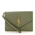 Grain De Poudre Matelasse Chevron Monogram Envelope Clutch Light Sage