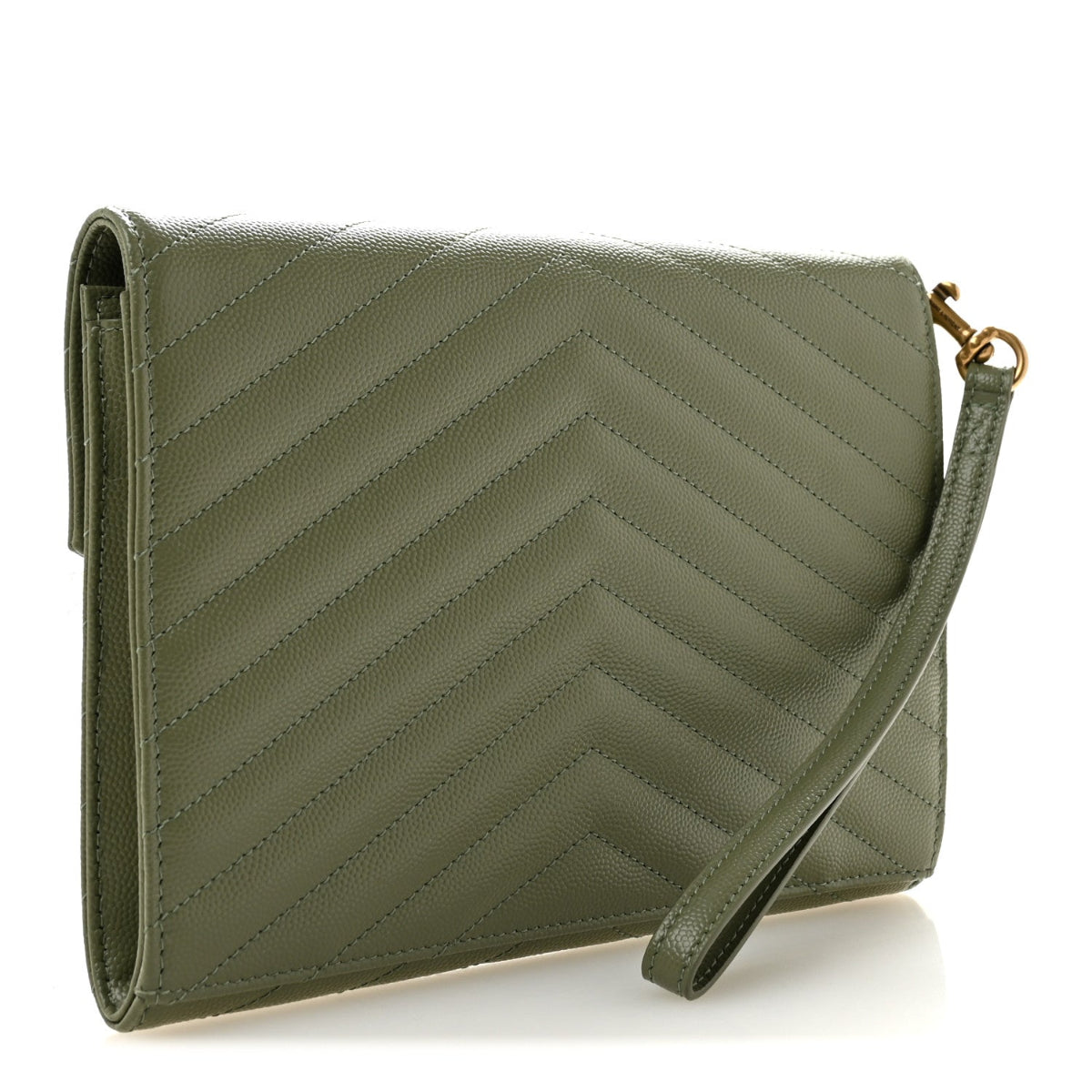 Grain De Poudre Matelasse Chevron Monogram Envelope Clutch Light Sage