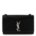 Grain De Poudre Medium Classic Monogram Kate Satchel Black White