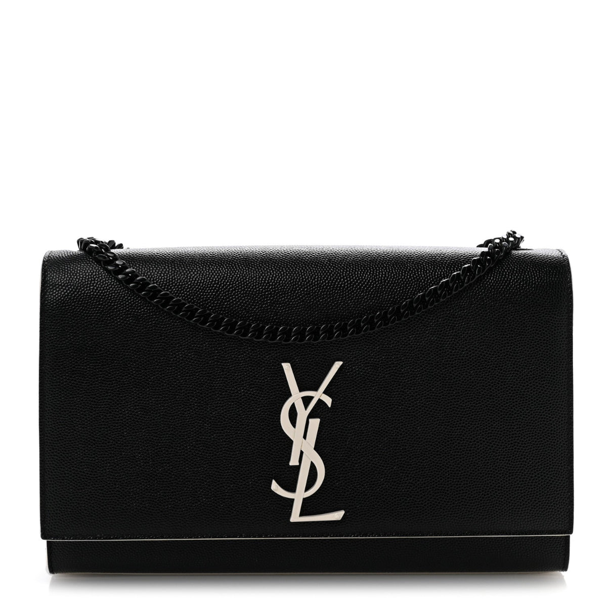 Grain De Poudre Medium Classic Monogram Kate Satchel Black White