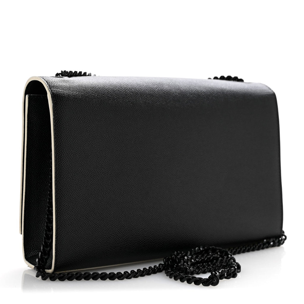 Grain De Poudre Medium Classic Monogram Kate Satchel Black White