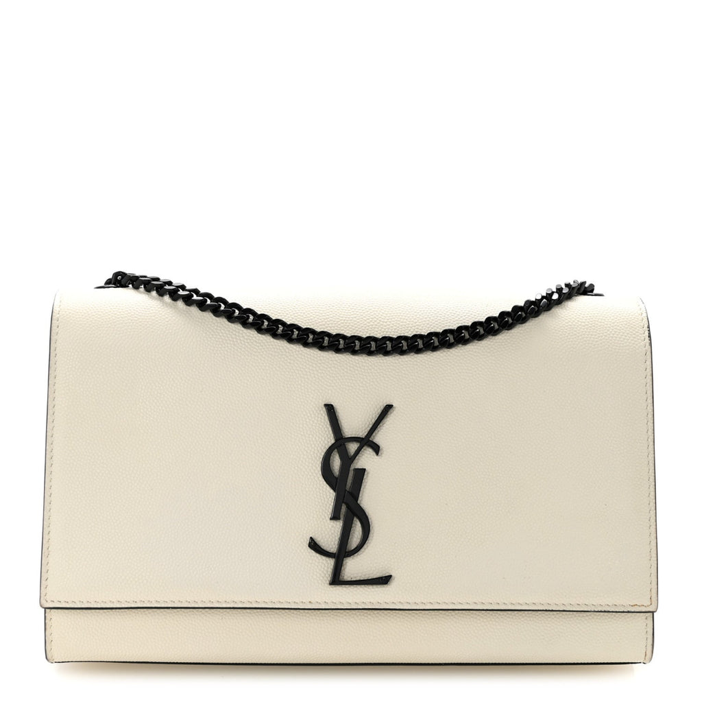 Grain De Poudre Medium Classic Monogram Kate Satchel Porcellana Black
