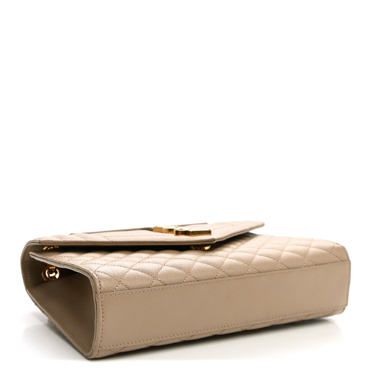 Grain De Poudre Textured Mixed Matelasse Medium Triquilt Monogram Satchel Dark Beige