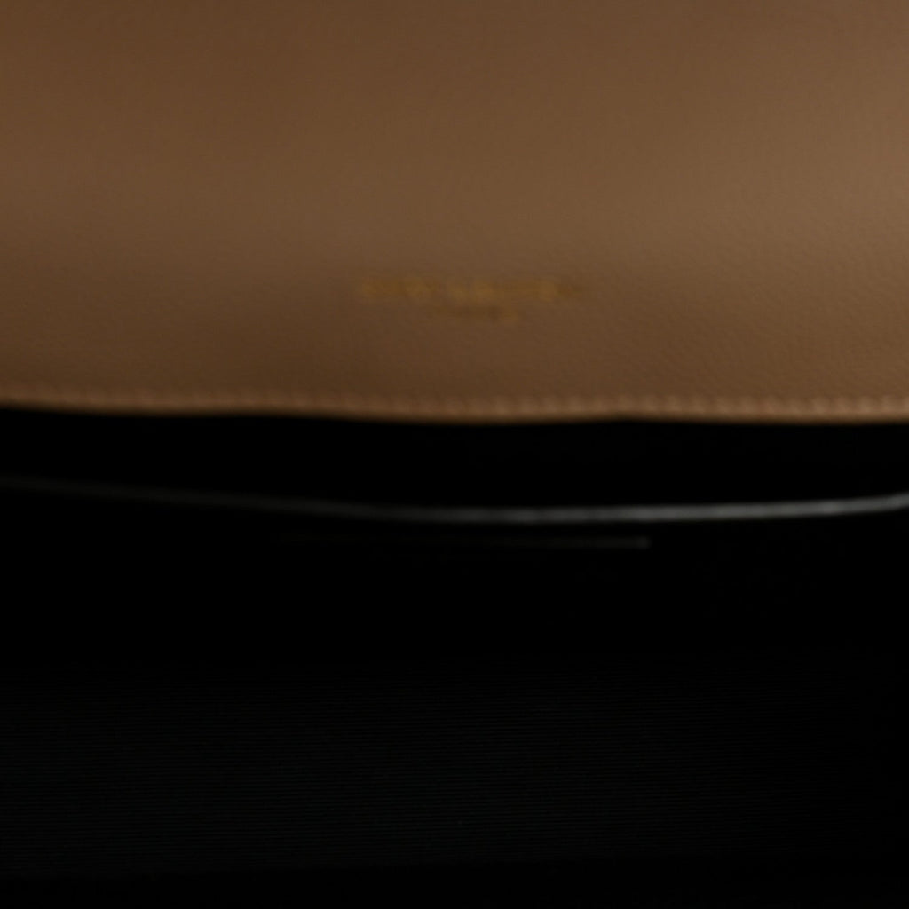 Grain De Poudre Textured Mixed Matelasse Medium Triquilt Monogram Satchel Dark Beige