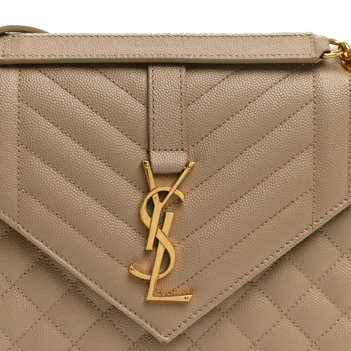 Grain De Poudre Textured Mixed Matelasse Medium Triquilt Monogram Satchel Dark Beige