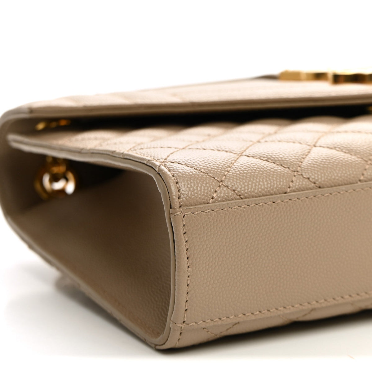 Grain De Poudre Textured Mixed Matelasse Medium Triquilt Monogram Satchel Dark Beige