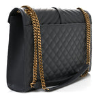 Grain De Poudre Textured Mixed Matelasse Triquilt Large Monogram Satchel Anthracite