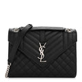 Grain De Poudre Textured Mixed Matelasse Triquilt Medium Monogram Satchel Black