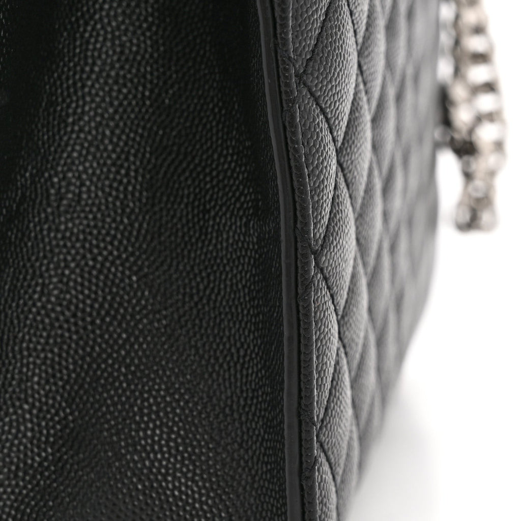 Grain De Poudre Textured Mixed Matelasse Triquilt Medium Monogram Satchel Black