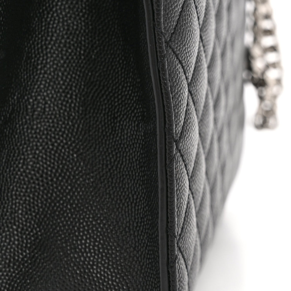 Grain De Poudre Textured Mixed Matelasse Triquilt Medium Monogram Satchel Black