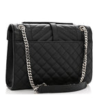 Grain De Poudre Textured Mixed Matelasse Triquilt Medium Monogram Satchel Black