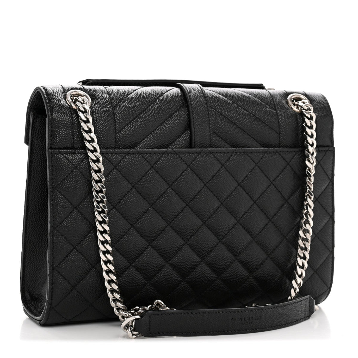 Grain De Poudre Textured Mixed Matelasse Triquilt Medium Monogram Satchel Black
