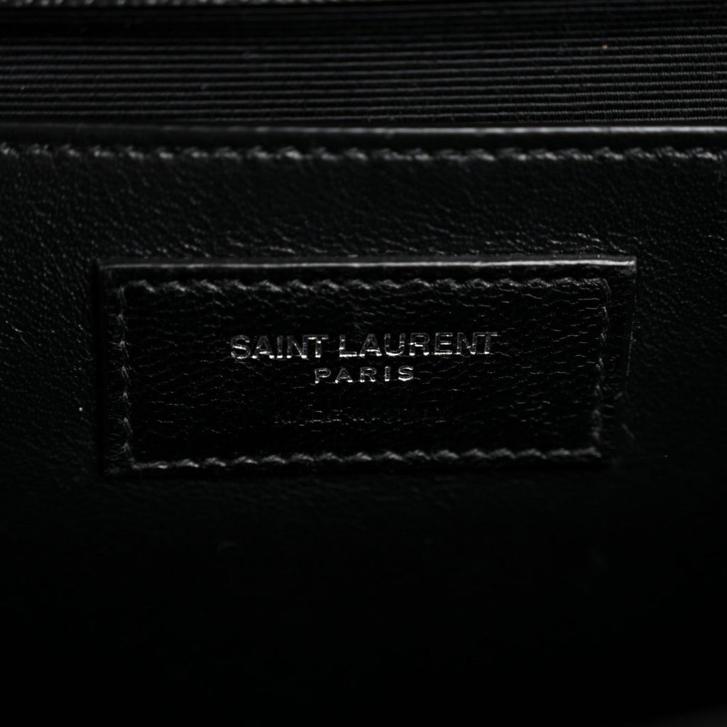 Grain De Poudre Textured Mixed Matelasse Triquilt Medium Monogram Satchel Black