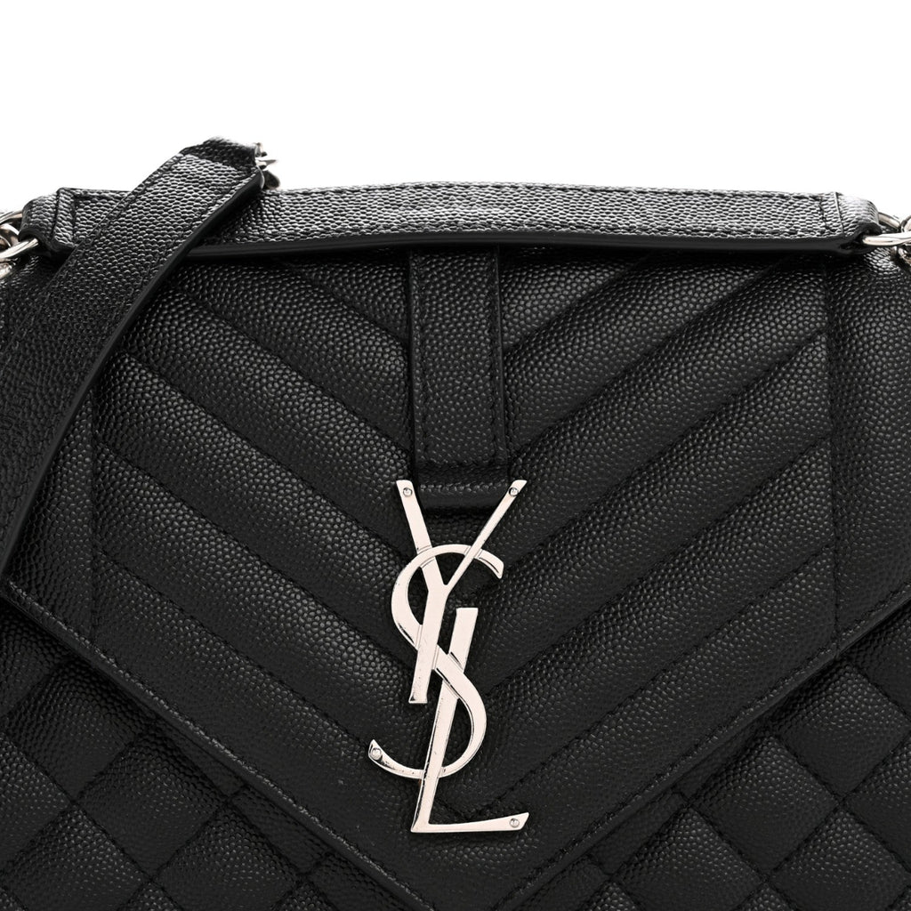 Grain De Poudre Textured Mixed Matelasse Triquilt Medium Monogram Satchel Black